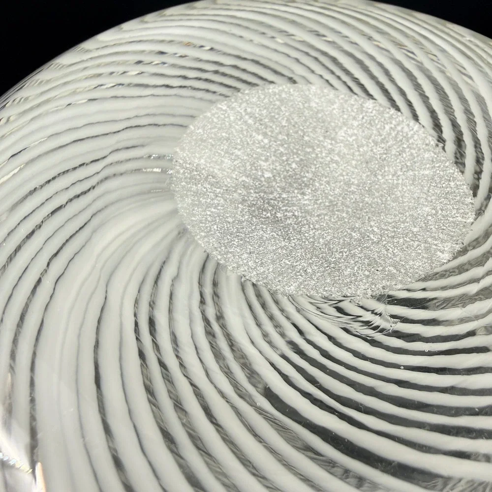 Vintage Murano‎ Venini Mezza Filigrana Glass Vase White Latticino Spiral MCM